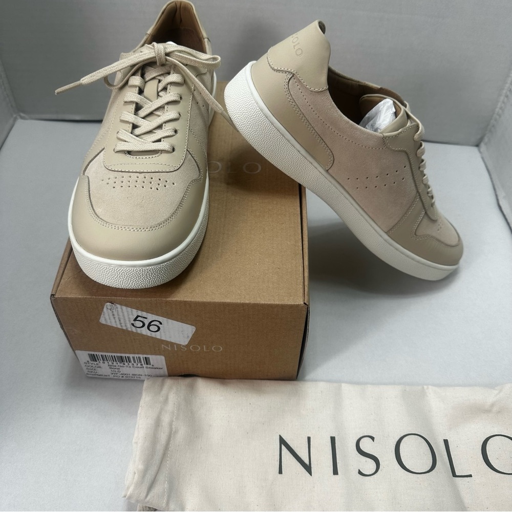 NISOLO‎ Bria Go-To Court Sneaker Women's Size 10 Bone Leather Casual Preppy $160